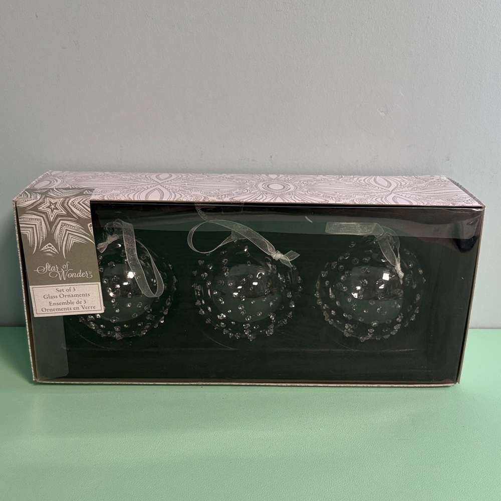 Star of Wonder Set of 3 Glass Ornaments, Christmas Tree Ornaments